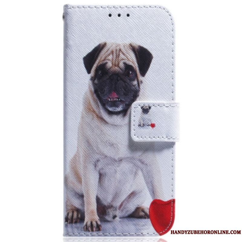 Flip Cover Moto G73 5G Med Snor Mops Hund Med Snor