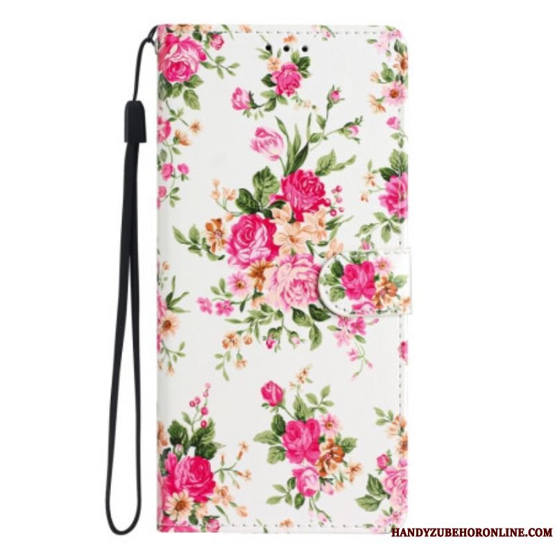 Flip Cover Moto G73 5G Med Snor Rem Liberty Flowers