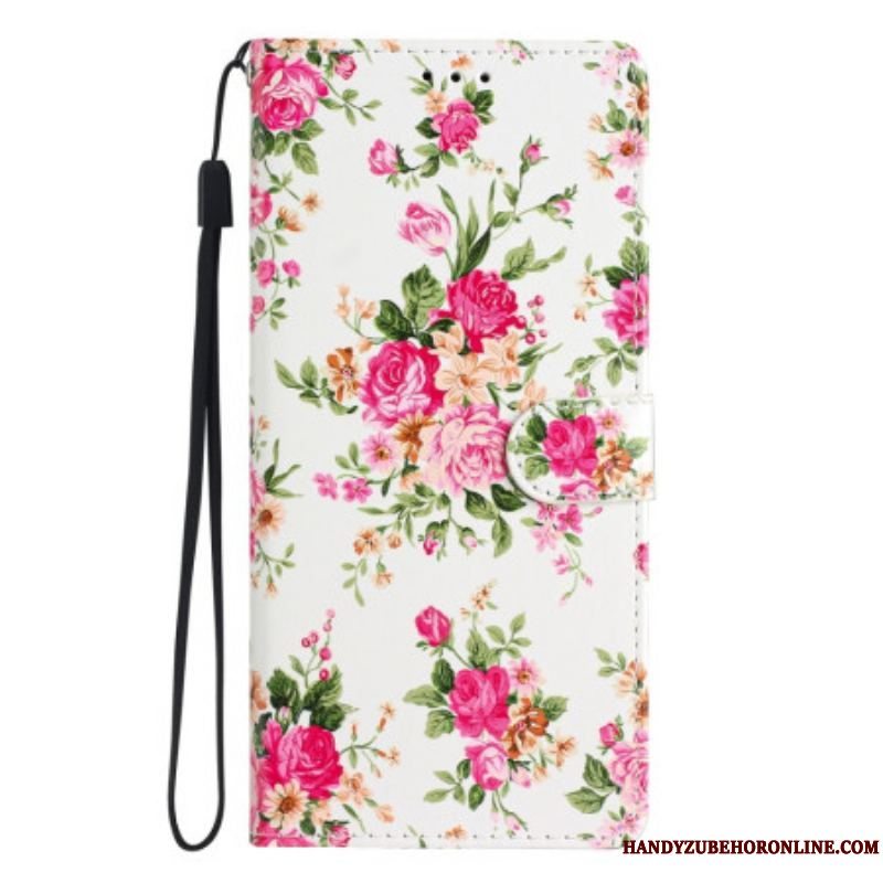 Flip Cover Moto G73 5G Med Snor Rem Liberty Flowers