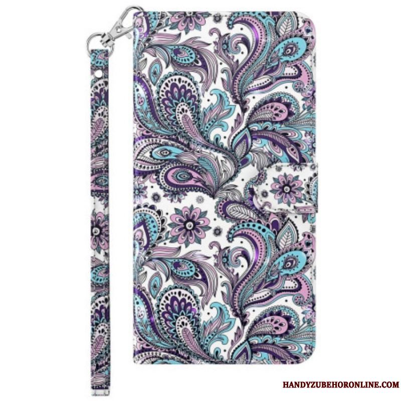 Flip Cover Moto G73 5G Med Snor Strappy Paisley Mønster