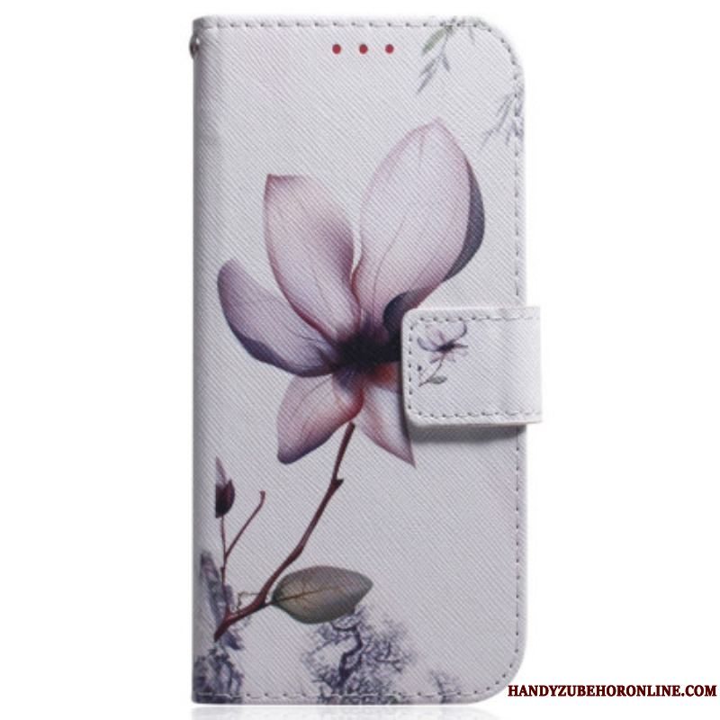 Flip Cover Moto G73 5G Med Snor Strappy Rose Flower