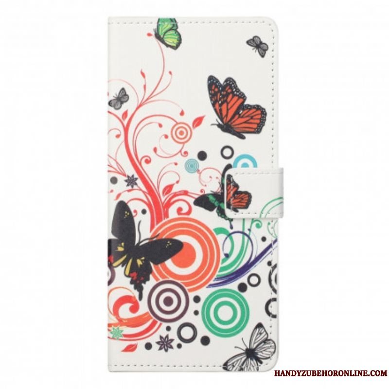 Flip Cover Motorola Edge 20 Pro Sommerfugle Og Blomster