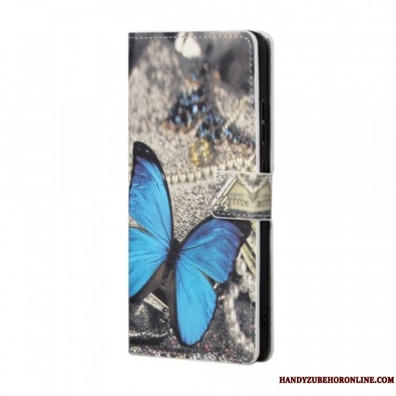 Flip Cover Samsung Galaxy A13 5G / A04s Blå Sommerfugl