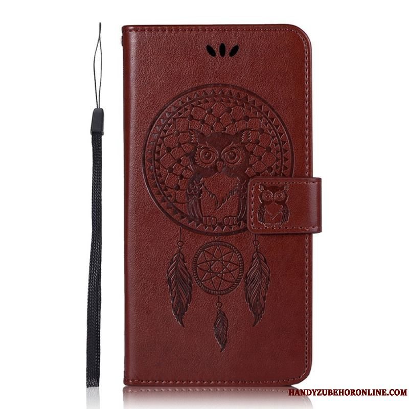 Flip Cover Samsung Galaxy A13 5G / A04s Lædereffekt Dream Catcher Owl