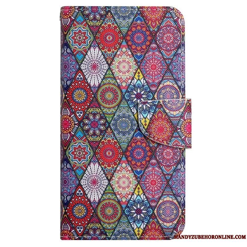 Flip Cover Samsung Galaxy A13 Patchwork Med Lanyard