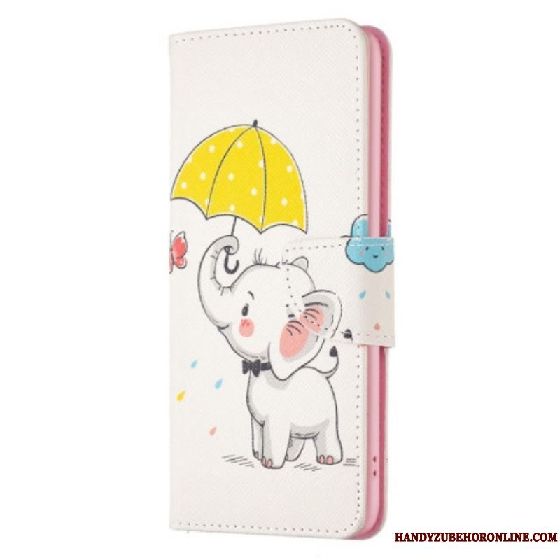 Flip Cover Samsung Galaxy A14 / A14 5G Elefant I Regnen