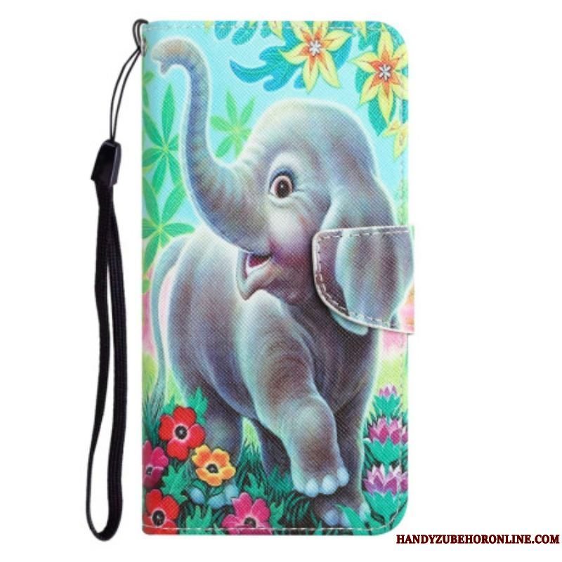 Flip Cover Samsung Galaxy A14 / A14 5G Med Snor Munter Elefant Med Snor