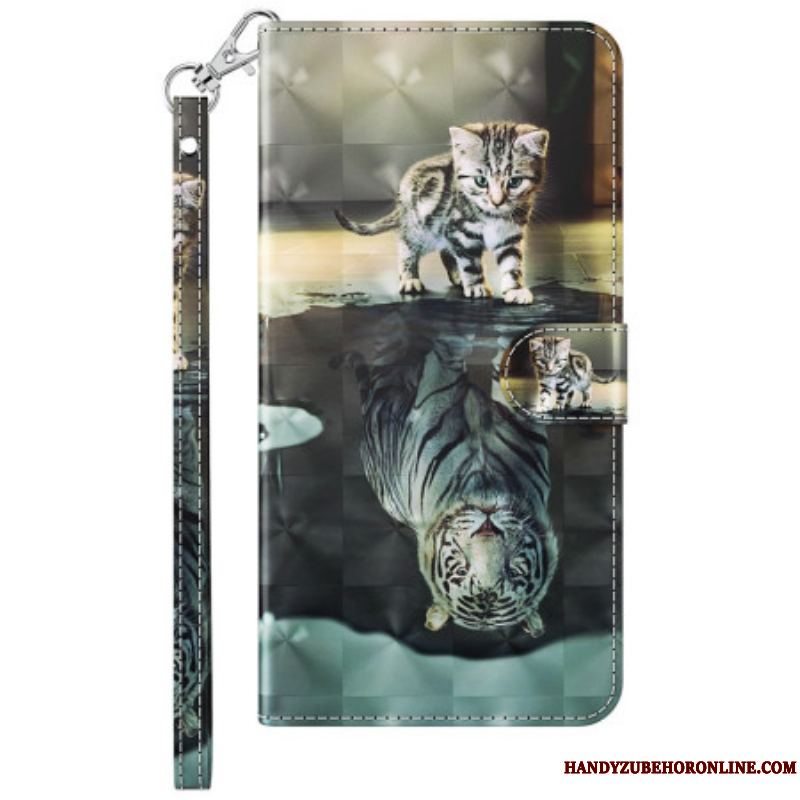 Flip Cover Samsung Galaxy A14 / A14 5G Med Snor Strappy Kitten Dream