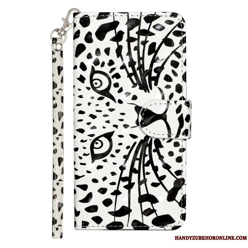 Flip Cover Samsung Galaxy A14 / A14 5G Med Snor Strappy Leopard