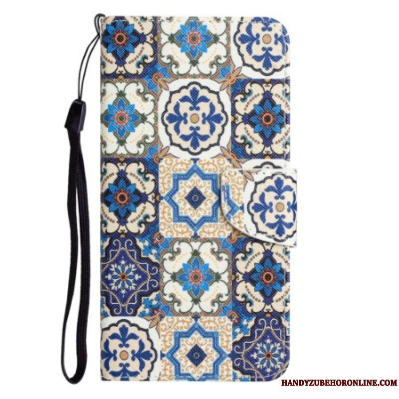 Flip Cover Samsung Galaxy A14 / A14 5G Med Snor Strappy Patchwork