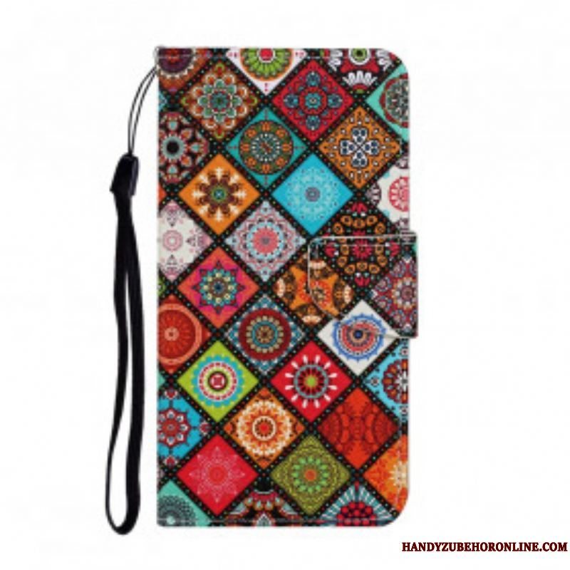 Flip Cover Samsung Galaxy A52 4G / A52 5G / A52s 5G Patchwork Mandalaer Med Snor