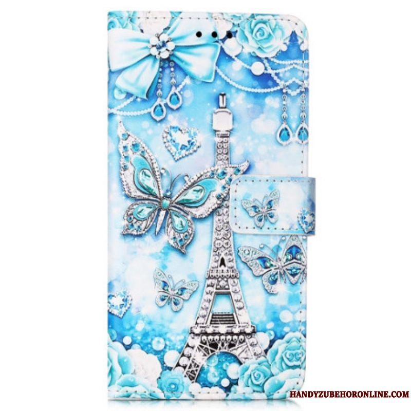 Flip Cover Samsung Galaxy A54 5G Eiffeltårnets Sommerfugle