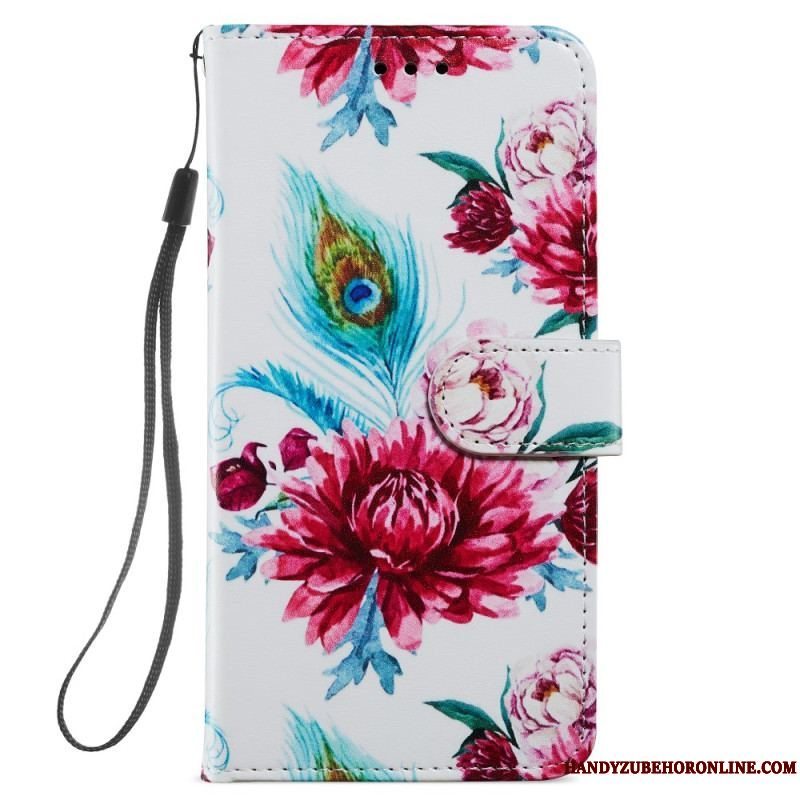 Flip Cover Samsung Galaxy A54 5G Med Snor Strappy Floral