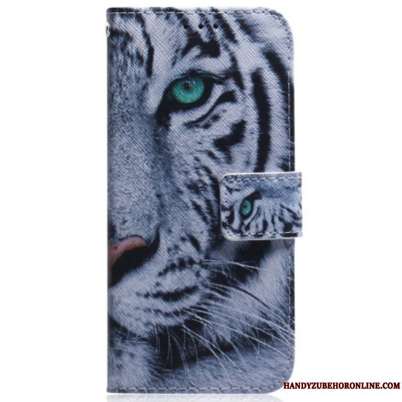 Flip Cover Samsung Galaxy A54 5G Med Snor Strappy White Tiger
