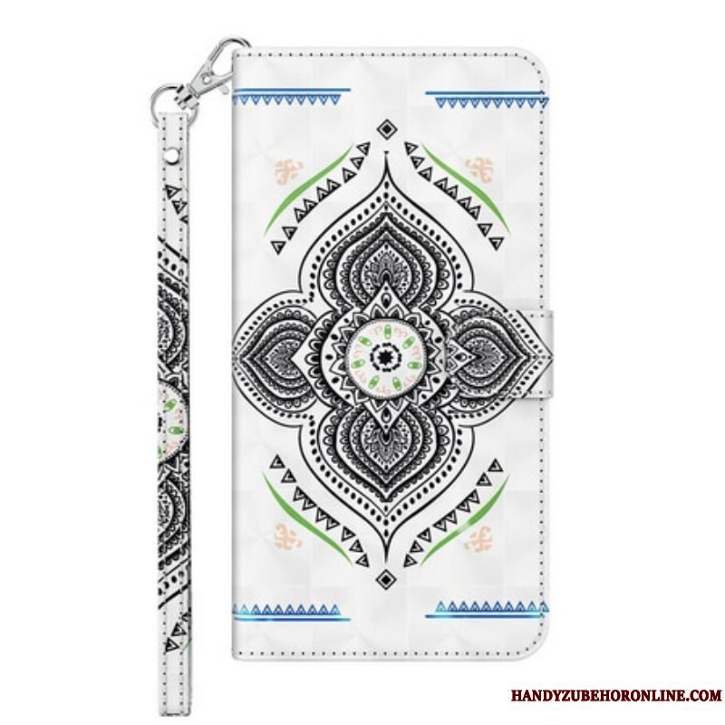 Flip Cover Samsung Galaxy M12 / A12 Lyspletter Mandala Med Snor