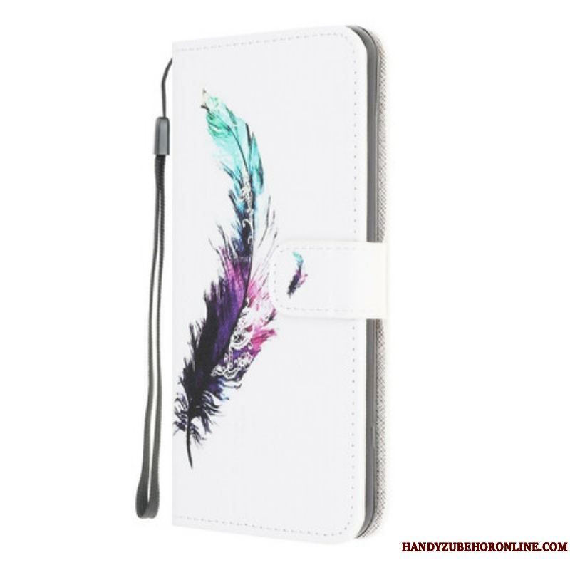 Flip Cover Samsung Galaxy M12 / A12 Med Snor Fjer Med Snor