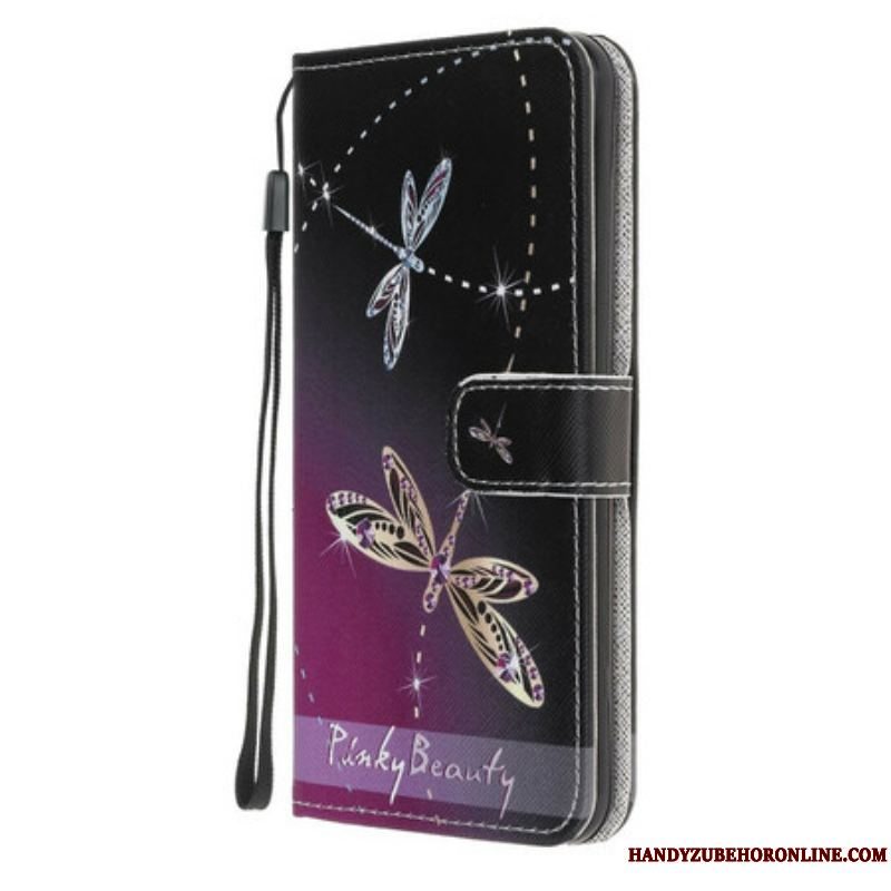 Flip Cover Samsung Galaxy M12 / A12 Med Snor Strappy Guldsmede