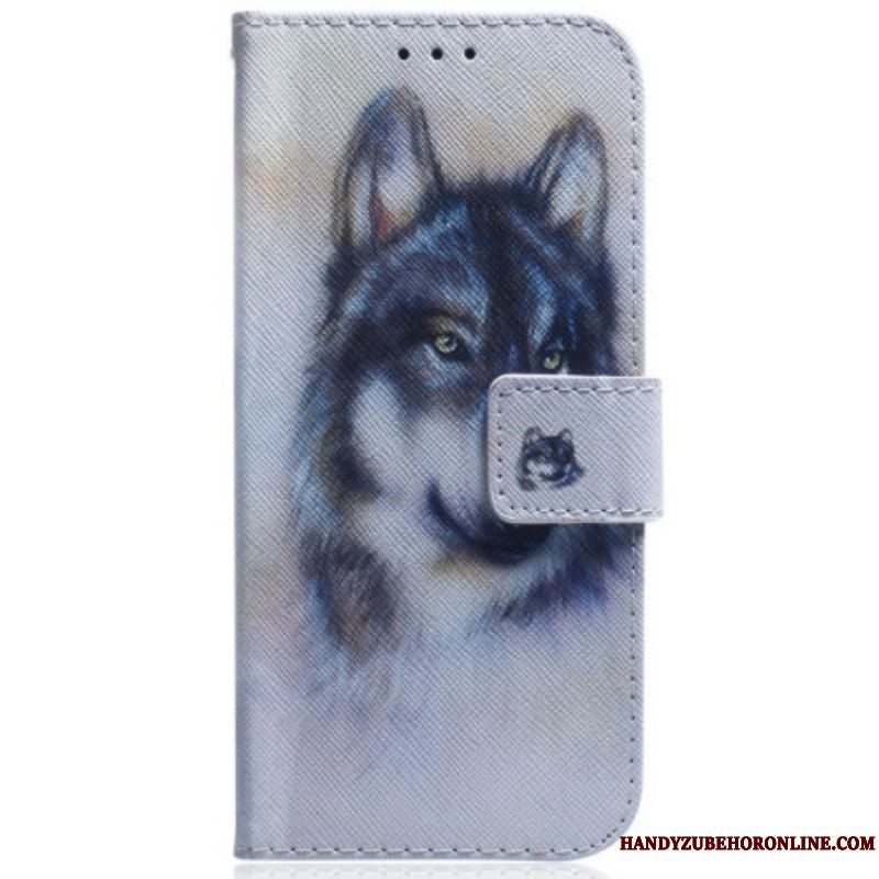 Flip Cover Samsung Galaxy M13 Med Snor Strappy Akvarelhund