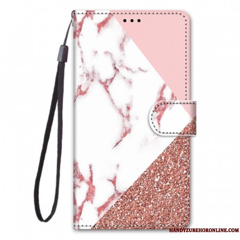 Flip Cover Samsung Galaxy M23 5G Marmor Og Glitter Trekant