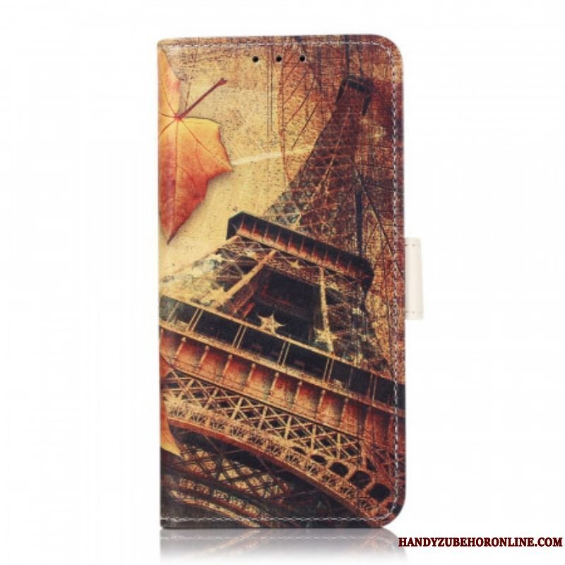 Flip Cover Samsung Galaxy M32 Eiffeltårnet I Efteråret