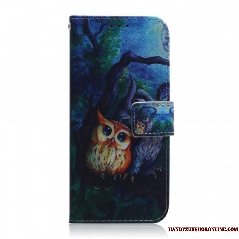 Flip Cover Samsung Galaxy M32 Maleri Af Ugler