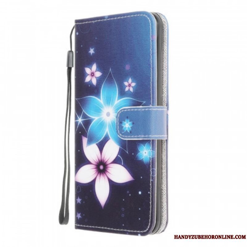 Flip Cover Samsung Galaxy M32 Med Snor Lunar Strap Blomster
