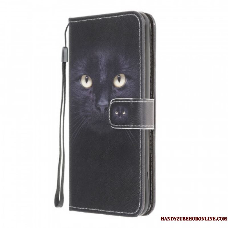 Flip Cover Samsung Galaxy M32 Med Snor Strappy Black Cat Eyes
