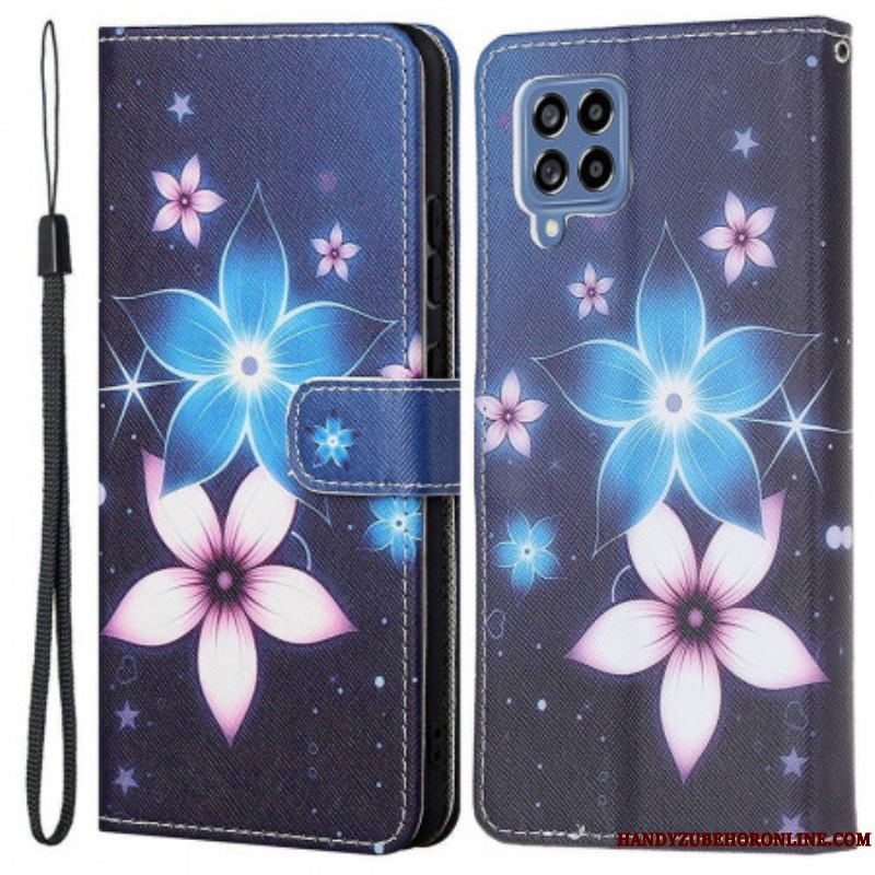 Flip Cover Samsung Galaxy M53 5G Med Snor Lunar Strap Blomster