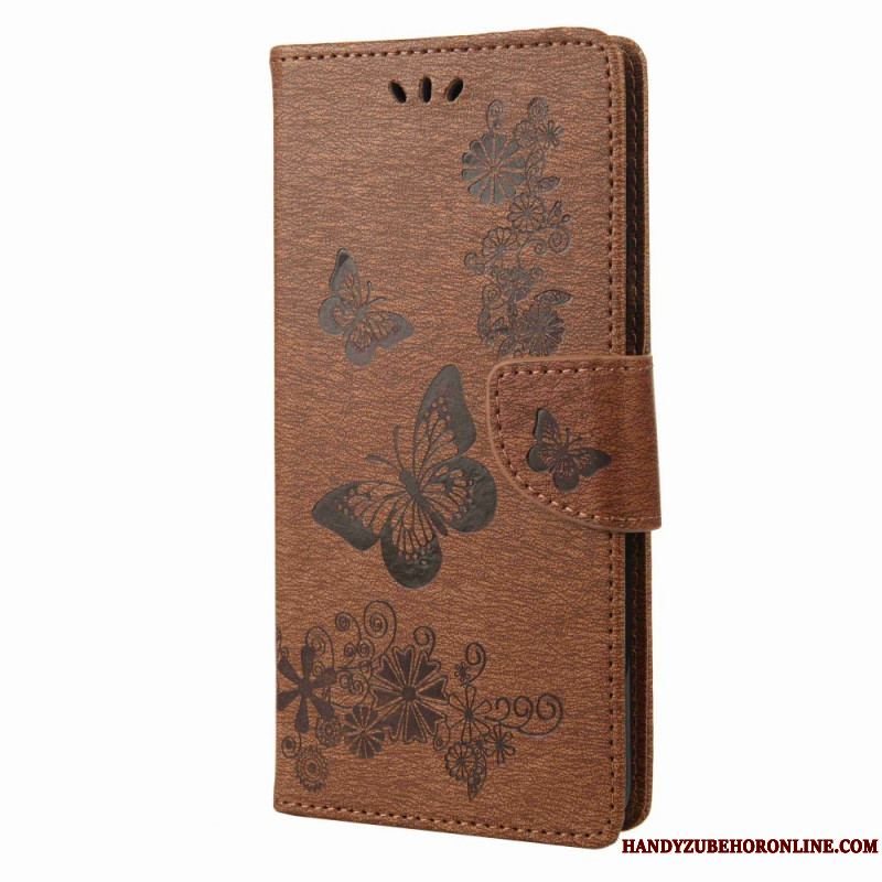 Flip Cover Samsung Galaxy M53 5G Med Snor Strappy Butterflies Design