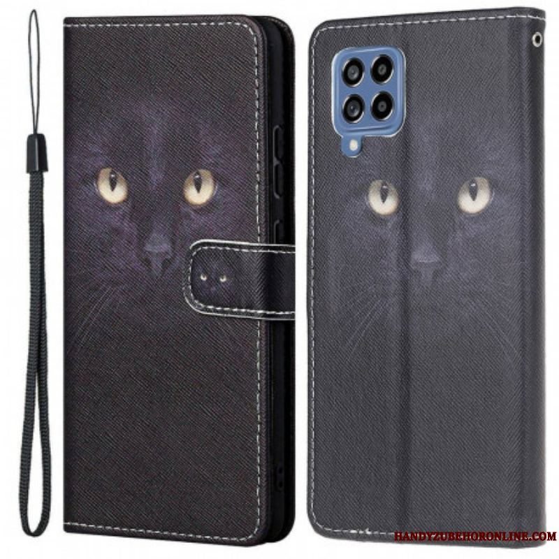 Flip Cover Samsung Galaxy M53 5G Med Snor Strappy Cat Eyes