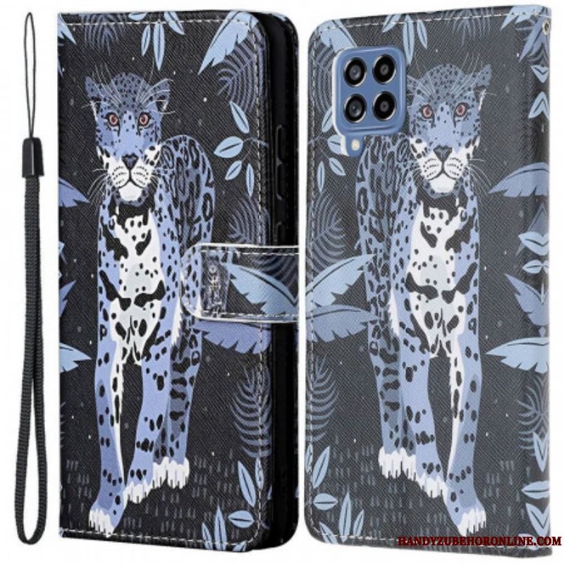 Flip Cover Samsung Galaxy M53 5G Med Snor Strappy Leopard