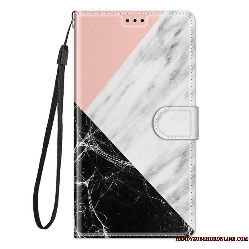 Flip Cover Samsung Galaxy M53 5G Med Snor Strip Marmor
