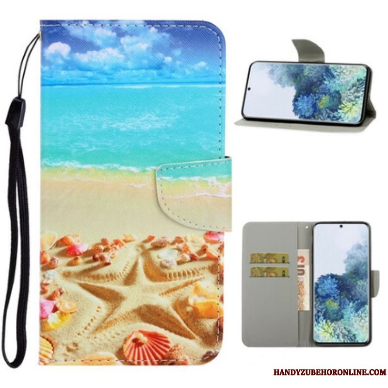 Flip Cover Samsung Galaxy S21 5G Med Snor Lanyard Beach