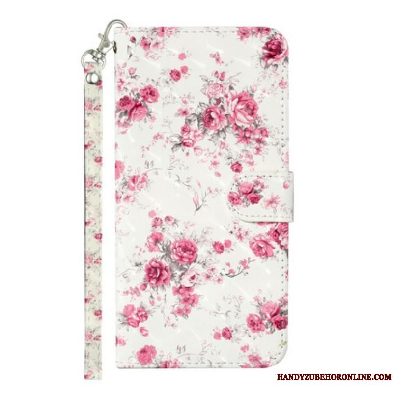 Flip Cover Samsung Galaxy S21 5G Med Snor Strap Light Spot Flowers