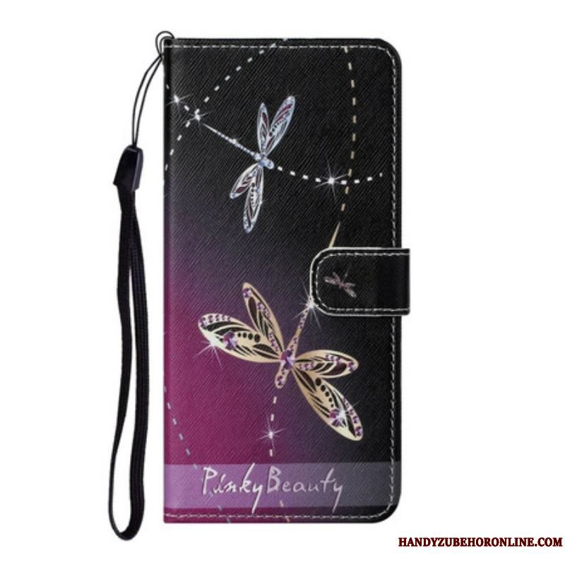 Flip Cover Samsung Galaxy S21 5G Med Snor Strappy Guldsmede