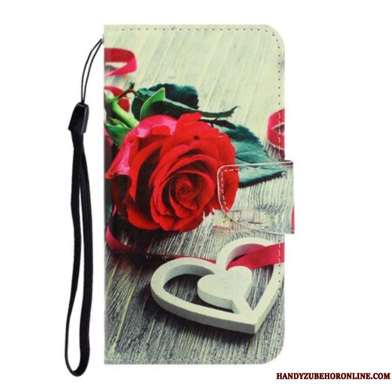 Flip Cover Samsung Galaxy S21 FE Med Snor Romantisk Rose Med Rem