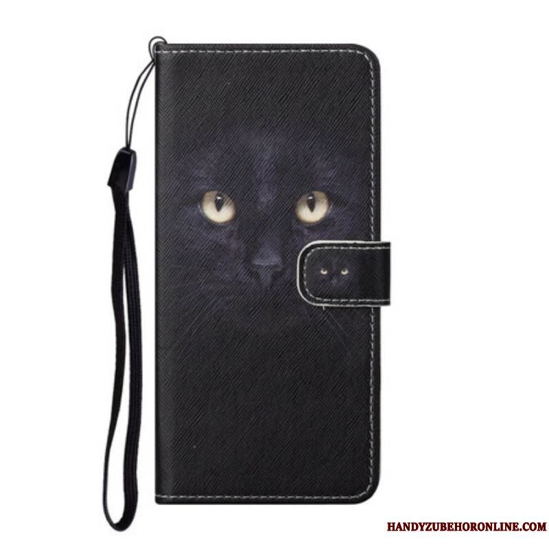 Flip Cover Samsung Galaxy S21 FE Med Snor Strappy Black Cat Eyes