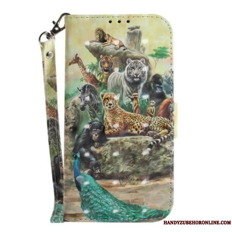 Flip Cover Samsung Galaxy S21 FE Med Snor Thong Safari Dyr