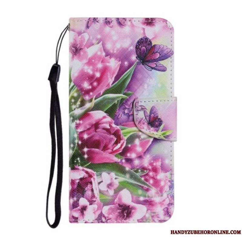 Flip Cover Samsung Galaxy S21 FE Sommerfugle Og Tulipaner