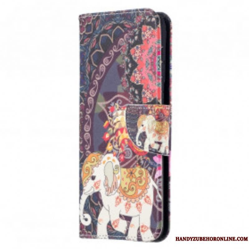 Flip Cover Samsung Galaxy S21 Plus 5G Mandala Med Etniske Elefanter