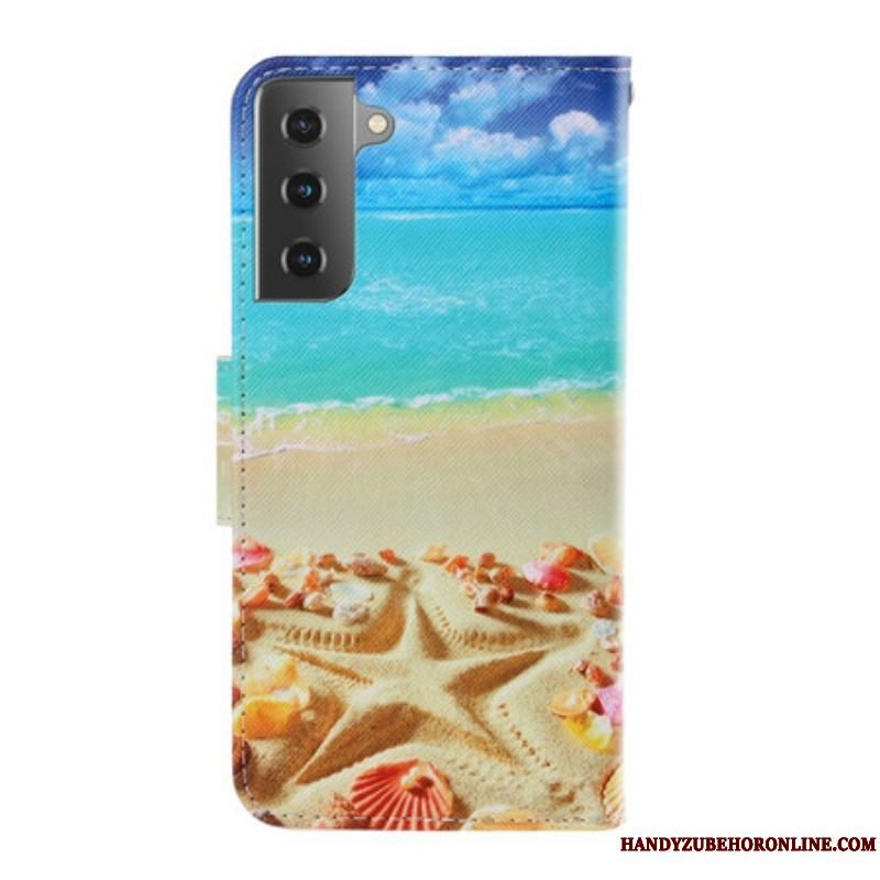 Flip Cover Samsung Galaxy S21 Plus 5G Med Snor Lanyard Beach