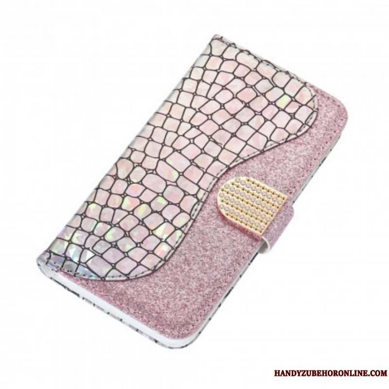 Flip Cover Samsung Galaxy S21 Ultra 5G Krokodille Diamanter