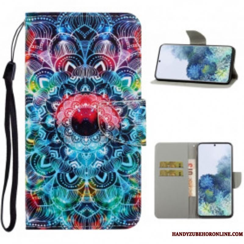 Flip Cover Samsung Galaxy S21 Ultra 5G Med Snor Prangende Strappy Mandala