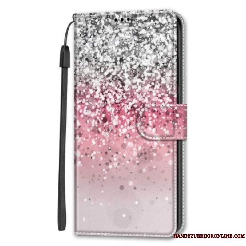 Flip Cover Samsung Galaxy S22 Ultra 5G Pailletter Med Rem