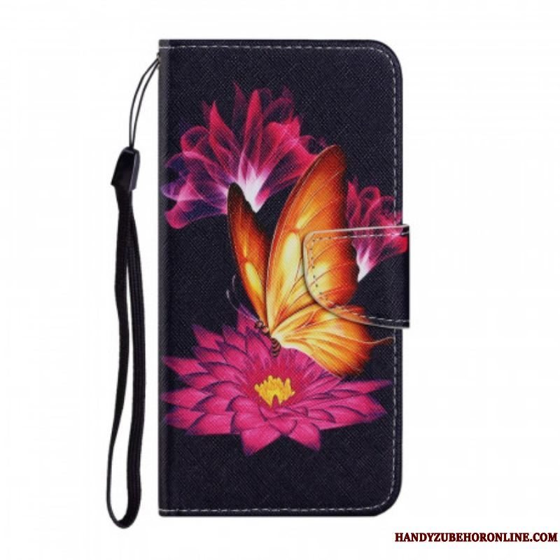 Flip Cover Samsung Galaxy S22 Ultra 5G Sommerfugl Og Lotus