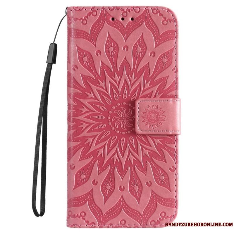 Flip Cover Samsung Galaxy S23 5G Mandala Sun Med Snor