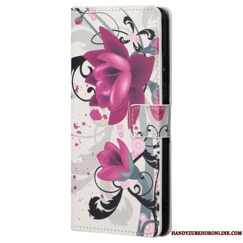 Flip Cover Samsung Galaxy S23 5G Tropiske Blomster