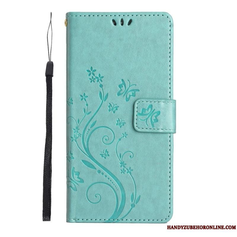 Flip Cover Samsung Galaxy S23 Plus 5G Med Snor Strappy Floral