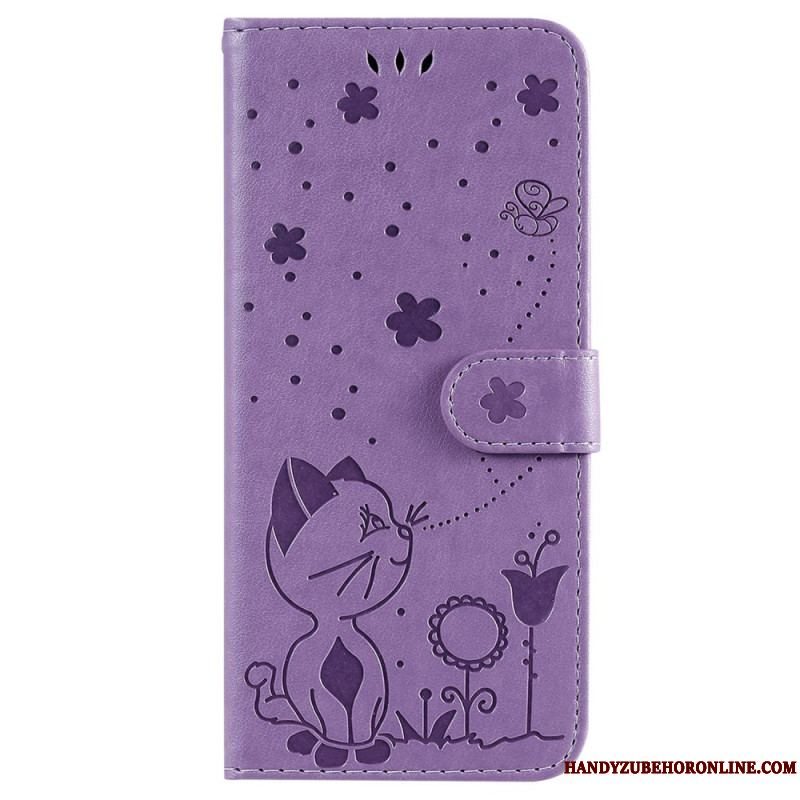 Flip Cover Samsung Galaxy S23 Ultra 5G Med Snor Strappy Kat Og Bier