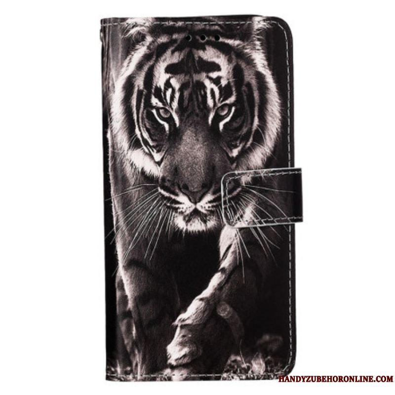 Flip Cover Samsung Galaxy S23 Ultra 5G Med Snor Strappy Night Tiger